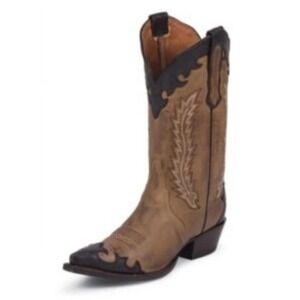 Nocona size 8.5 Cowgirl Western 2 tone embroidered Leather boots‎ EUC